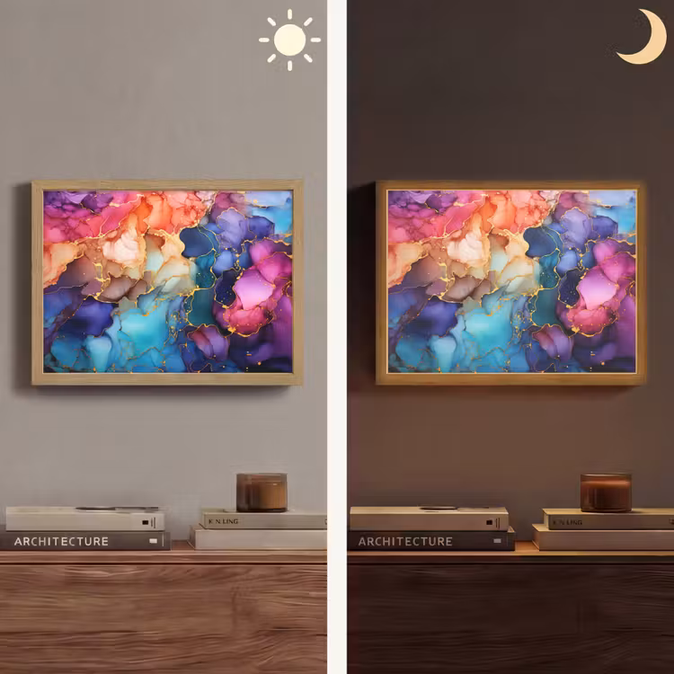 Marmer - Kleurrijk - Kleuren - Abstract Light Box met batterij (Wandlamp) middel -sfeer3