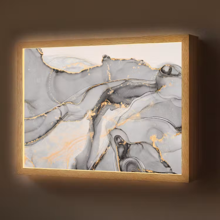 Marmer - Goud - Grijs Light Box met batterij (Wandlamp) middel -z3d_website