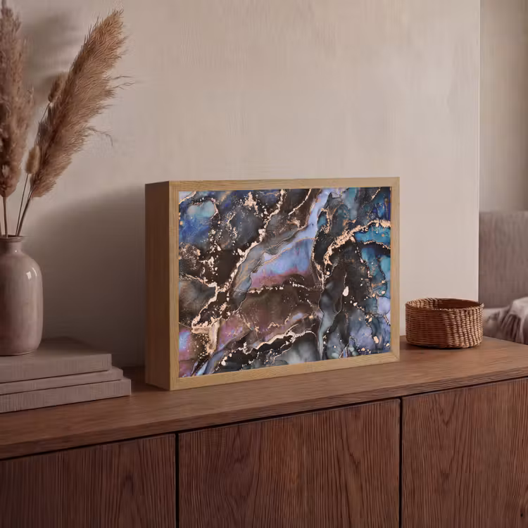Marmer - Goud - Rosé Light Box met batterij (Wandlamp) middel -sfeer2