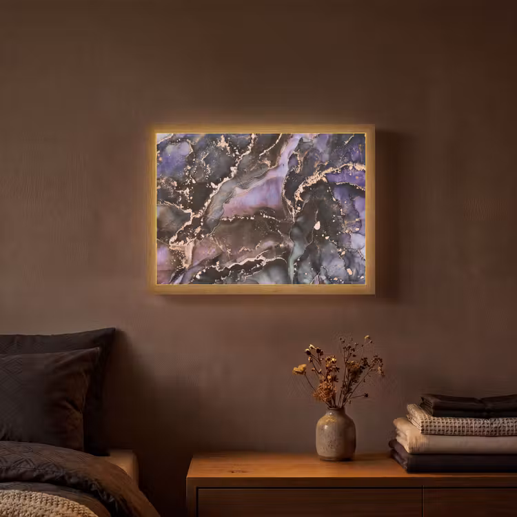Marmer - Goud - Roze Light Box met batterij (Wandlamp) middel -sfeer4