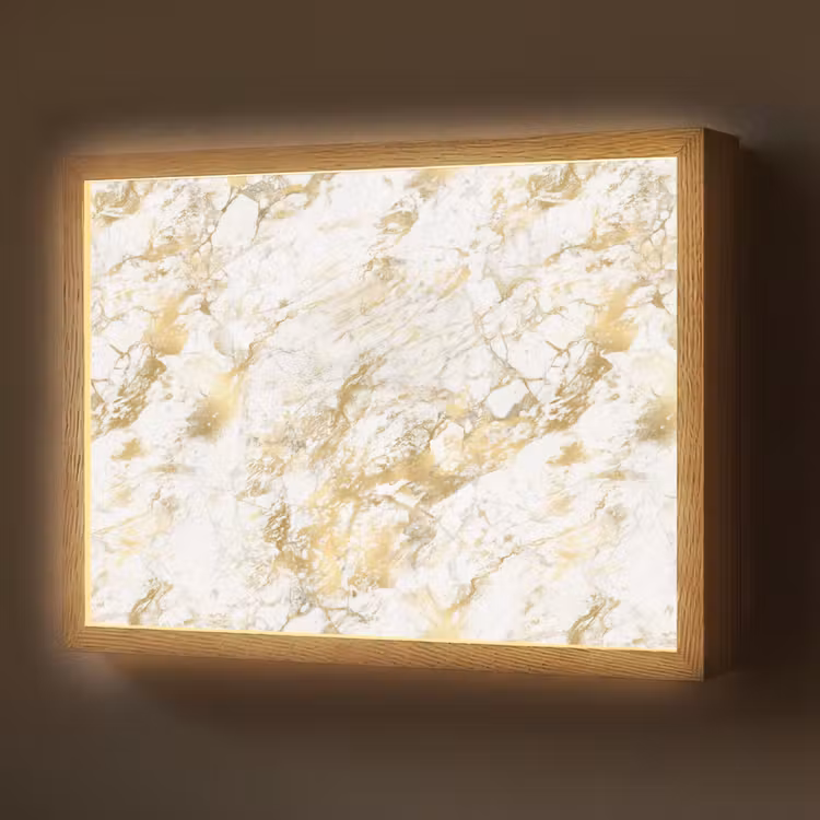 Marmer - Goud - Structuur Light Box met batterij (Wandlamp) middel 907 -z3d_website
