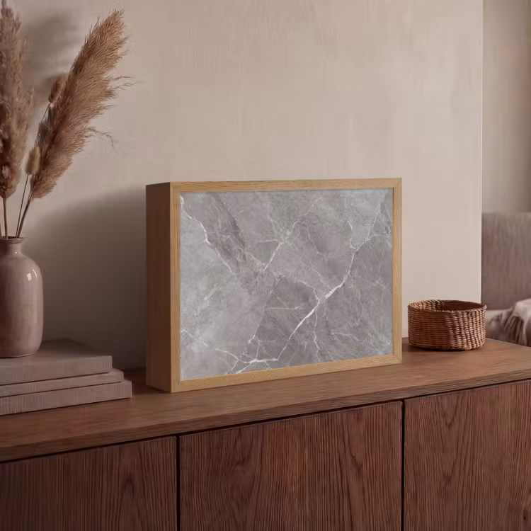 Marmer - Grijs Light Box met batterij (Wandlamp) middel -sfeer2