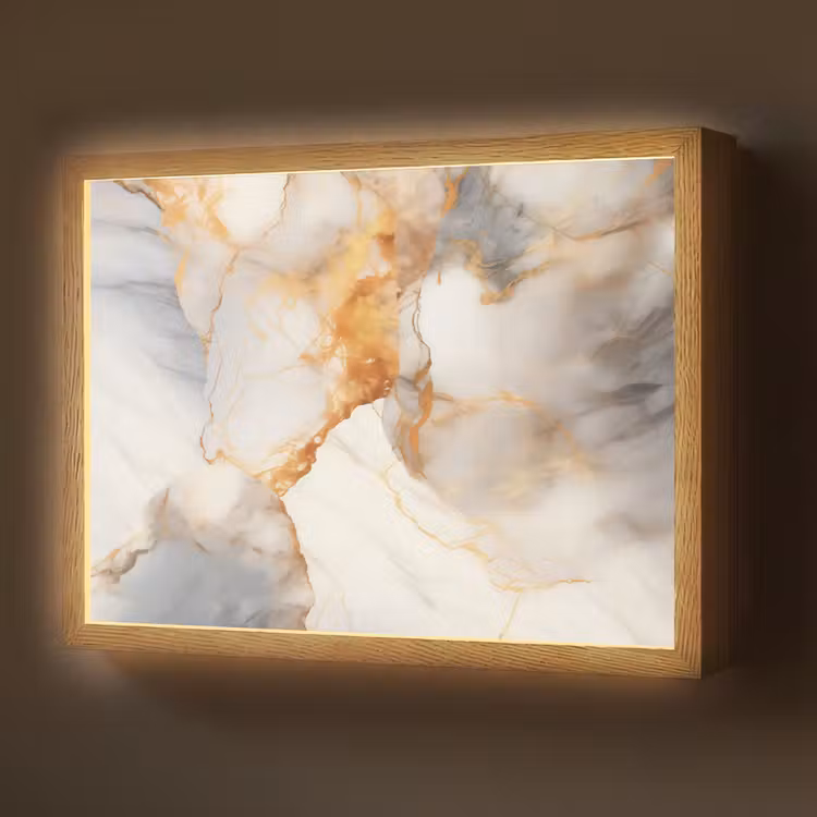 Marmer - Grijs - Goud Light Box met batterij (Wandlamp) middel -z3d_website