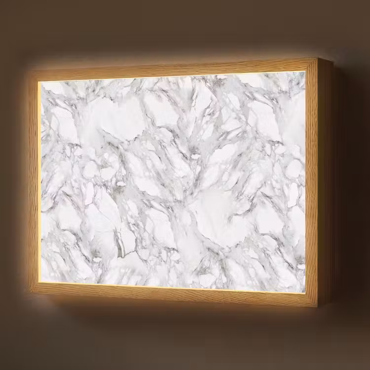 Marmer - Gelaagd - Brekend - Grijsstructuur Light Box met batterij (Wandlamp) middel 907 -z3d_website