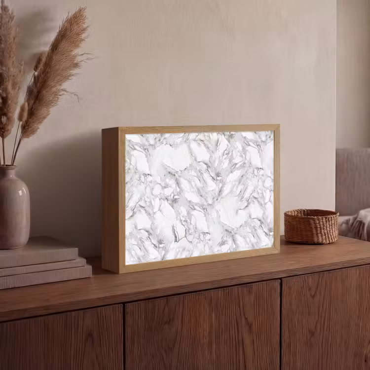 Marmer - Gelaagd - Brekend - Grijsstructuur Light Box met batterij (Wandlamp) middel 907 -sfeer2