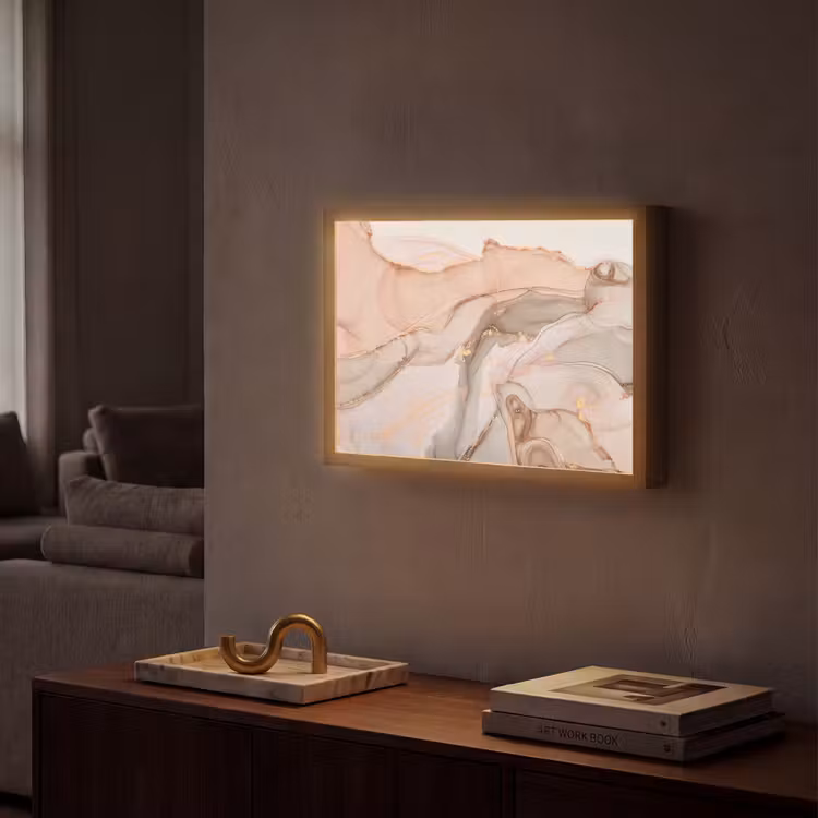 Marmer - Roze - Rosé Light Box met batterij (Wandlamp) middel -sfeer1