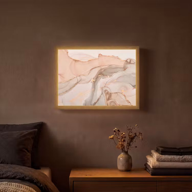 Marmer - Roze - Rosé Light Box met batterij (Wandlamp) middel -sfeer4
