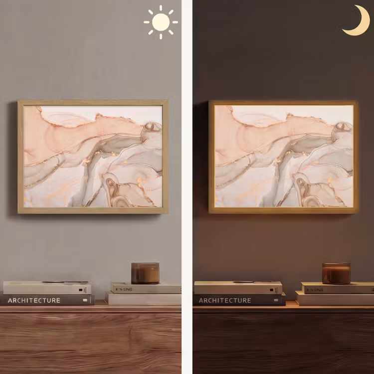 Marmer - Roze - Rosé Light Box met batterij (Wandlamp) middel -sfeer3