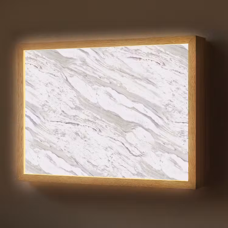 Marmer - Wit - Grijsgroen Light Box met batterij (Wandlamp) middel 907 -z3d_website