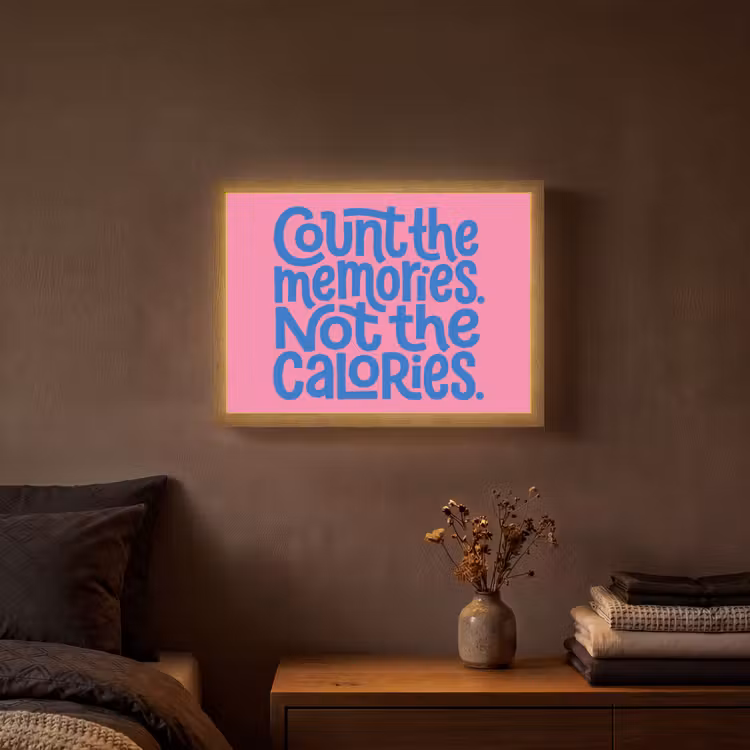 Memories - Roze - Blauw - Quote Light Box met batterij (Wandlamp) middel -sfeer4