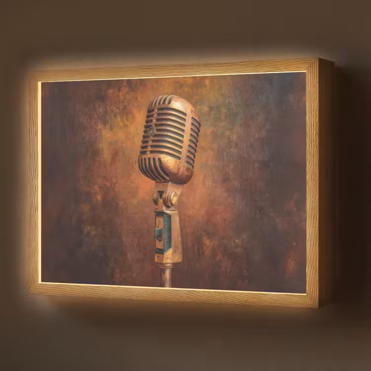 Microfoon - Bruin - Klassiek Light Box met batterij (Wandlamp) middel -z3d_website