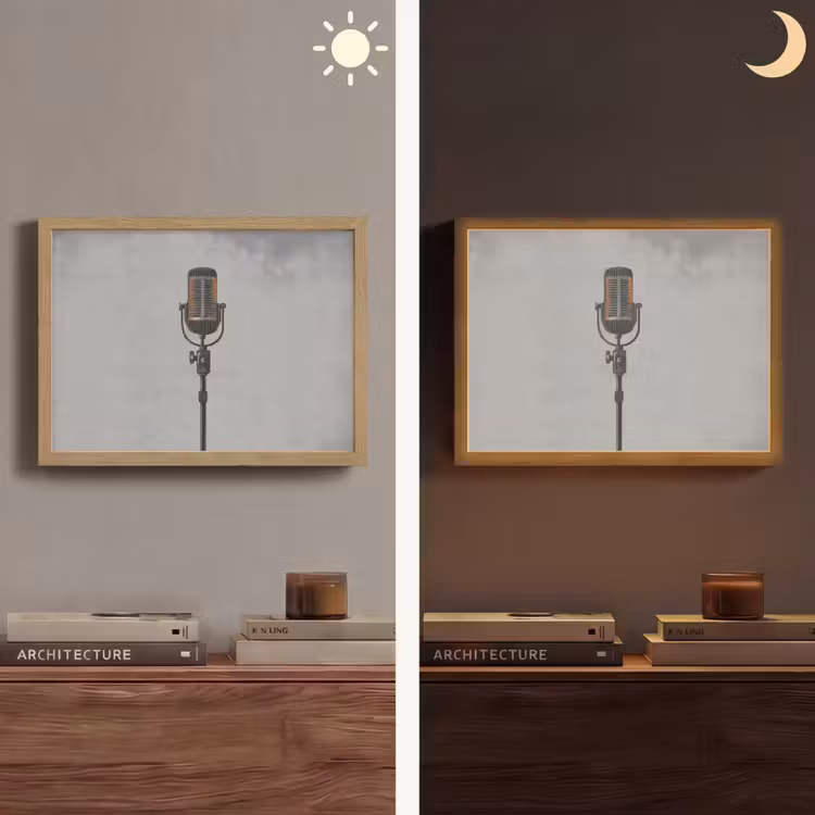 Microfoon - Vintage - Illustratie - Grijs Light Box met batterij (Wandlamp) middel -sfeer3