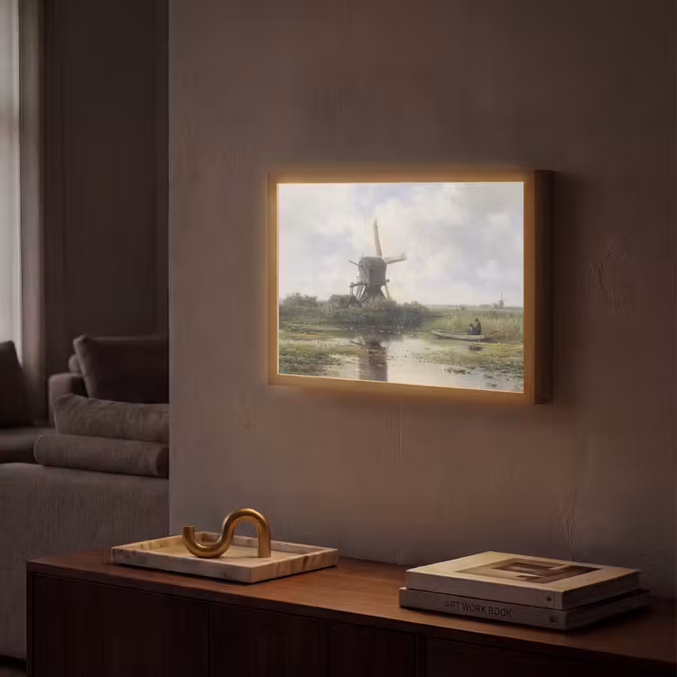 Molen - Willem Roelofs - Oude meesters - Kunst Light Box met batterij (Wandlamp) middel -sfeer1