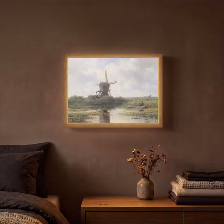 Molen - Willem Roelofs - Oude meesters - Kunst Light Box met batterij (Wandlamp) middel -sfeer4