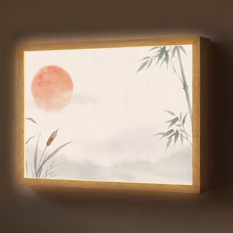 Minimalistisch - Bamboe - Groen Light Box met batterij (Wandlamp) middel -z3d_website