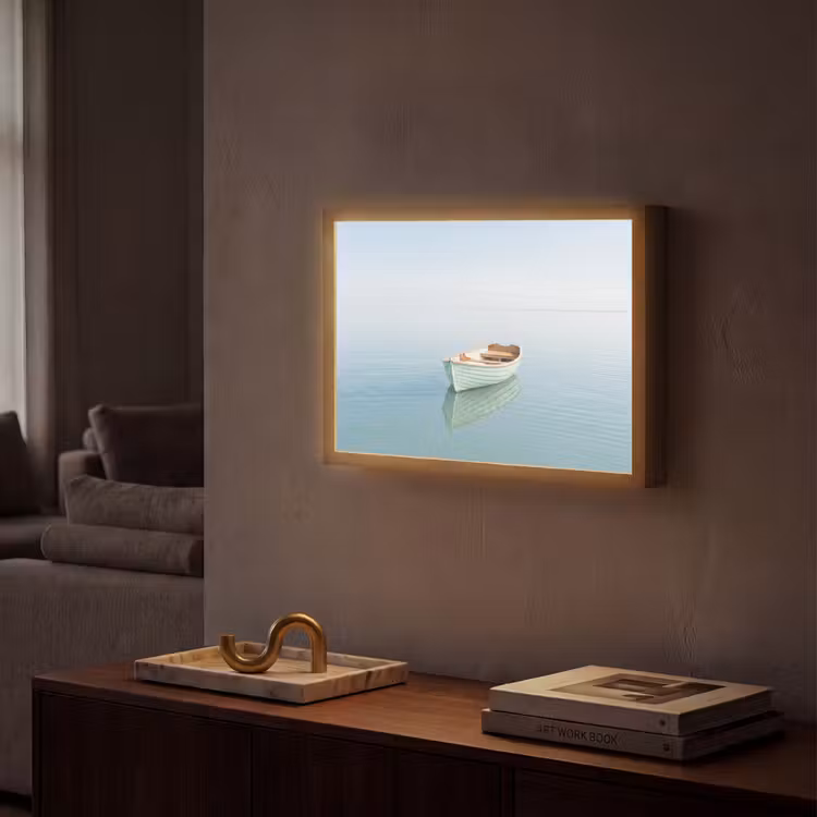 Minimalistisch - Boot - Zee Light Box met batterij (Wandlamp) middel -sfeer1