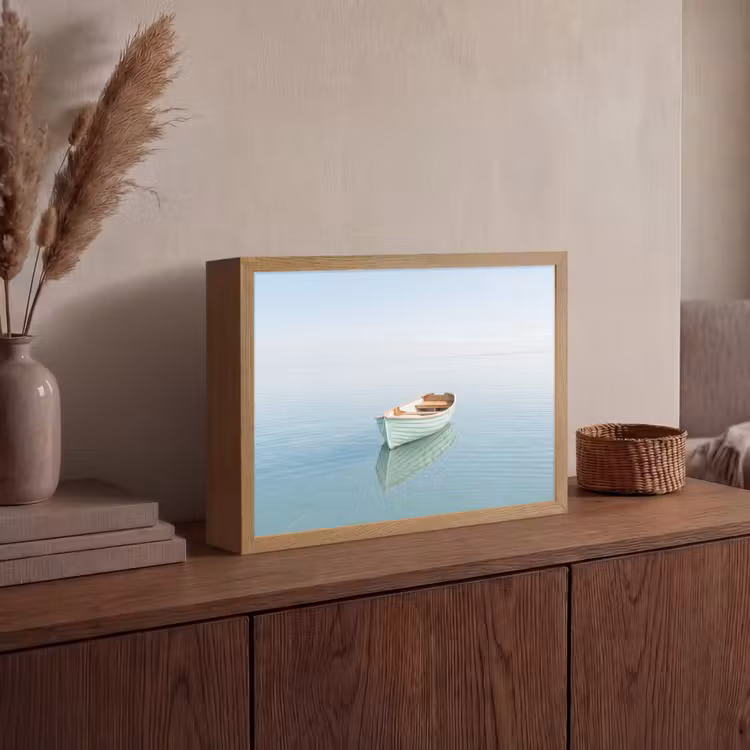 Minimalistisch - Boot - Zee Light Box met batterij (Wandlamp) middel -sfeer2