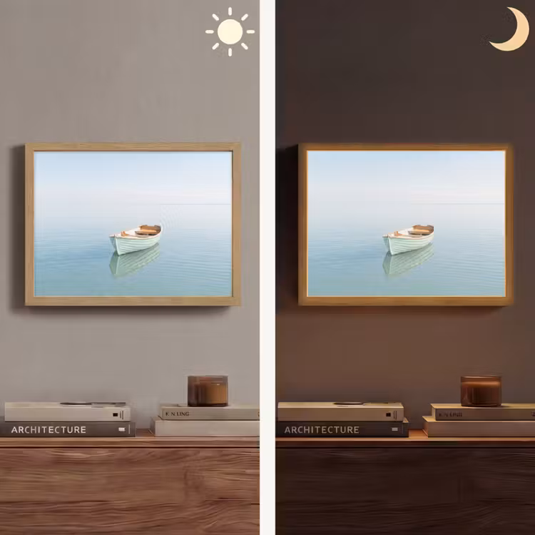 Minimalistisch - Boot - Zee Light Box met batterij (Wandlamp) middel -sfeer3