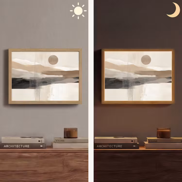 Minimalistisch - Landschap - Dimensie Light Box met batterij (Wandlamp) middel -sfeer3