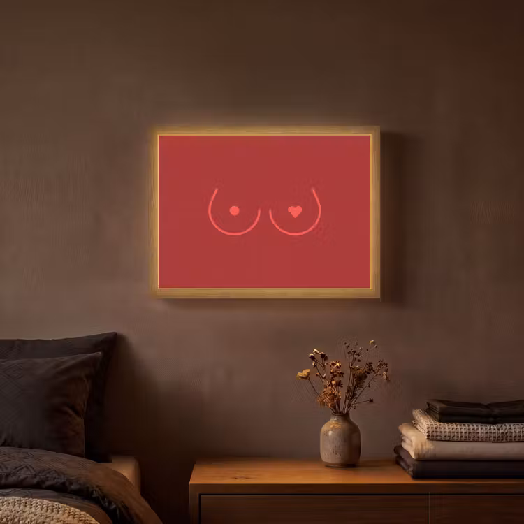 Minimalistisch - Lijnillustratie - Rood Light Box met batterij (Wandlamp) middel -sfeer4