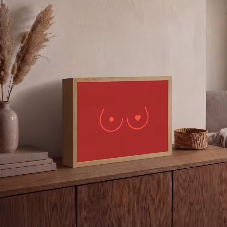 Minimalistisch - Lijnillustratie - Rood Light Box met batterij (Wandlamp) middel -sfeer2