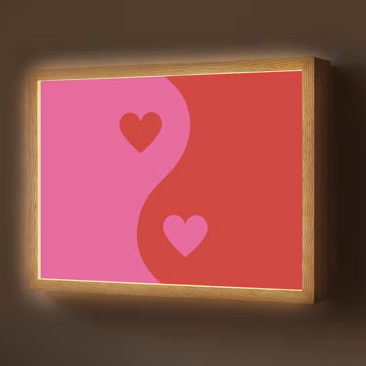 Minimalistisch - Rood - Roze - Hartjes Light Box met batterij (Wandlamp) middel -z3d_website