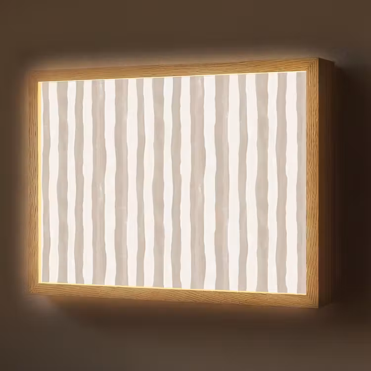 Minimalistisch - Strepen - Beige Light Box met batterij (Wandlamp) middel 907 -z3d_website