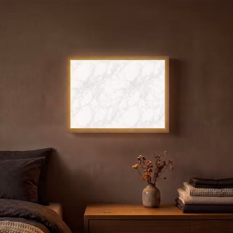 Minimalistisch - Wit - Grijze aders Light Box met batterij (Wandlamp) middel 907 -sfeer4