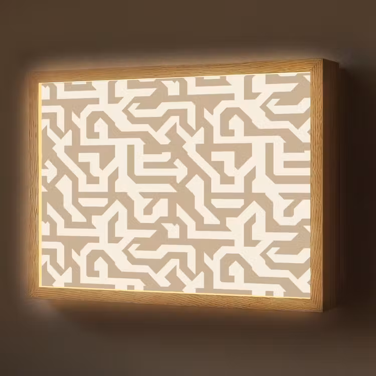Modern - Abstract - Beige Light Box met batterij (Wandlamp) middel 907 -z3d_website