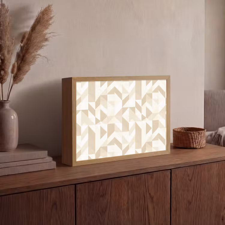 Modern - Abstract - Beige Light Box met batterij (Wandlamp) middel 907 -sfeer2