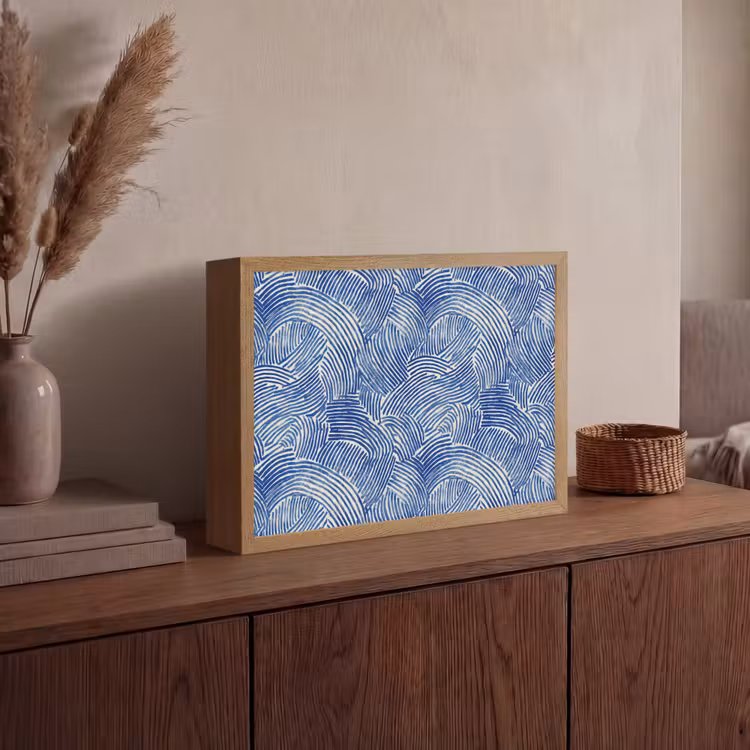 Modern - Abstract - Blauw Light Box met batterij (Wandlamp) middel 907 -sfeer2