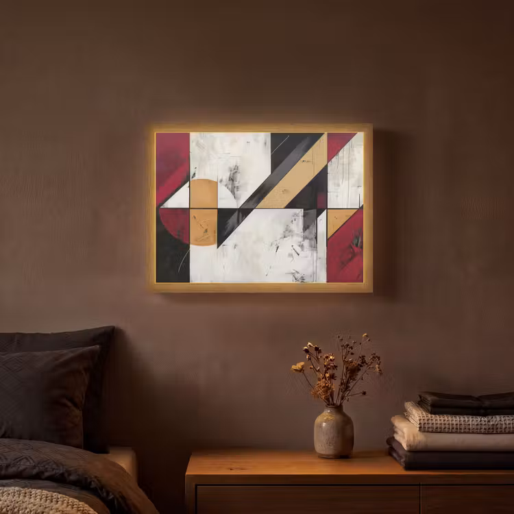 Modern - Abstract - Geometrisch - Rood - Industrieel Light Box met batterij (Wandlamp) middel -sfeer4
