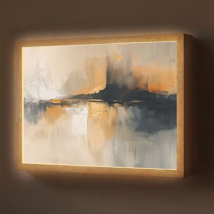 Modern - Abstract - Goud - Zwart Light Box met batterij (Wandlamp) middel -z3d_website