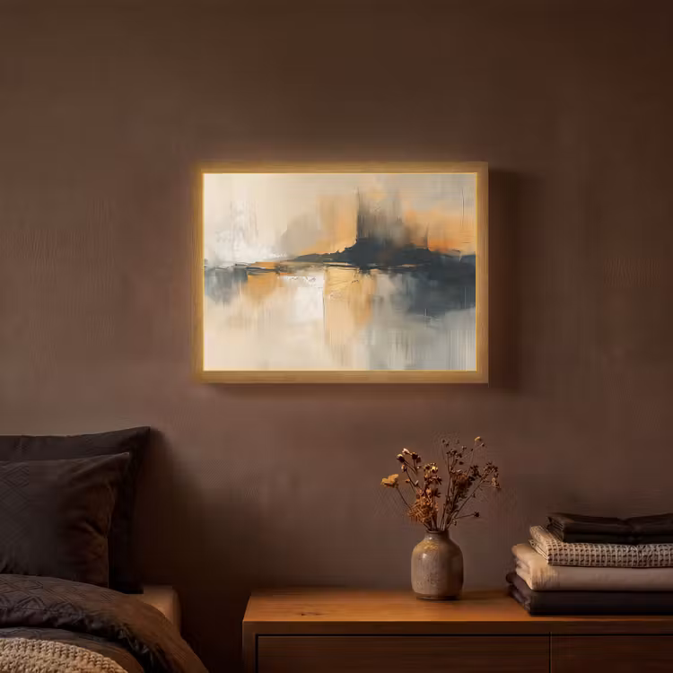 Modern - Abstract - Goud - Zwart Light Box met batterij (Wandlamp) middel -sfeer4
