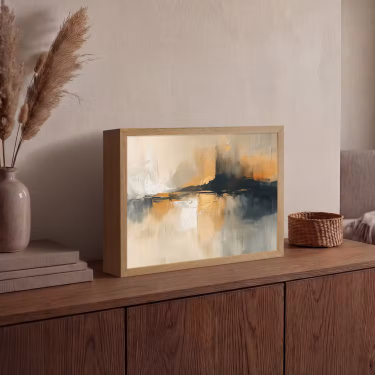 Modern - Abstract - Goud - Zwart Light Box met batterij (Wandlamp) middel -sfeer2