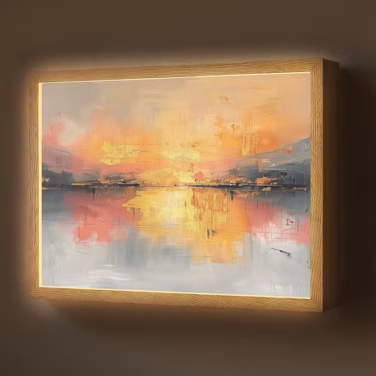 Modern - Abstract - Goud - Roze Light Box met batterij (Wandlamp) middel -z3d_website