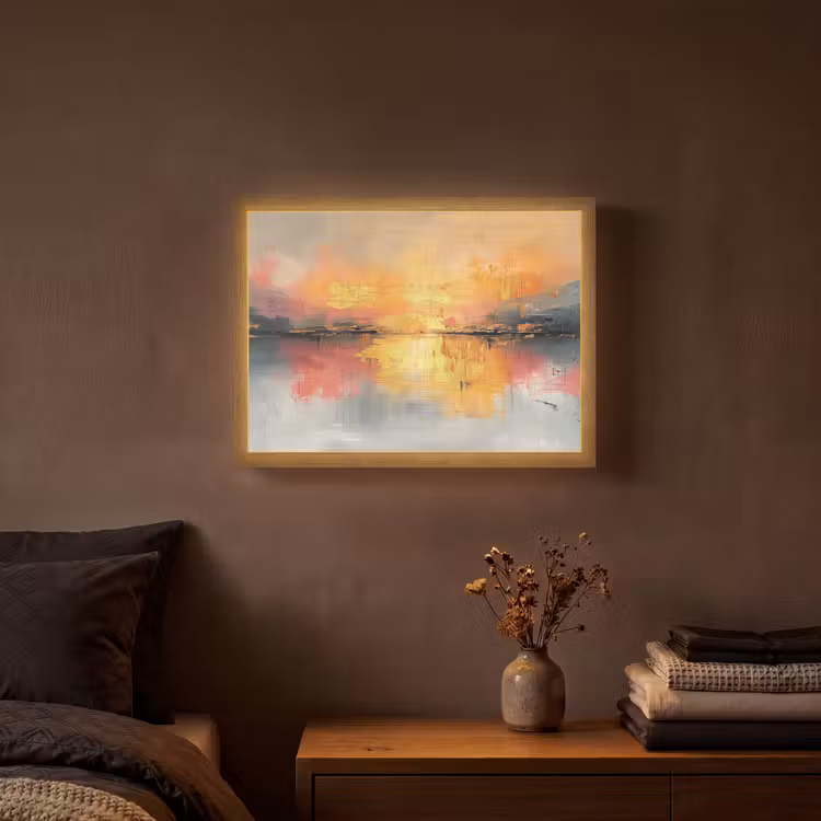Modern - Abstract - Goud - Roze Light Box met batterij (Wandlamp) middel -sfeer4