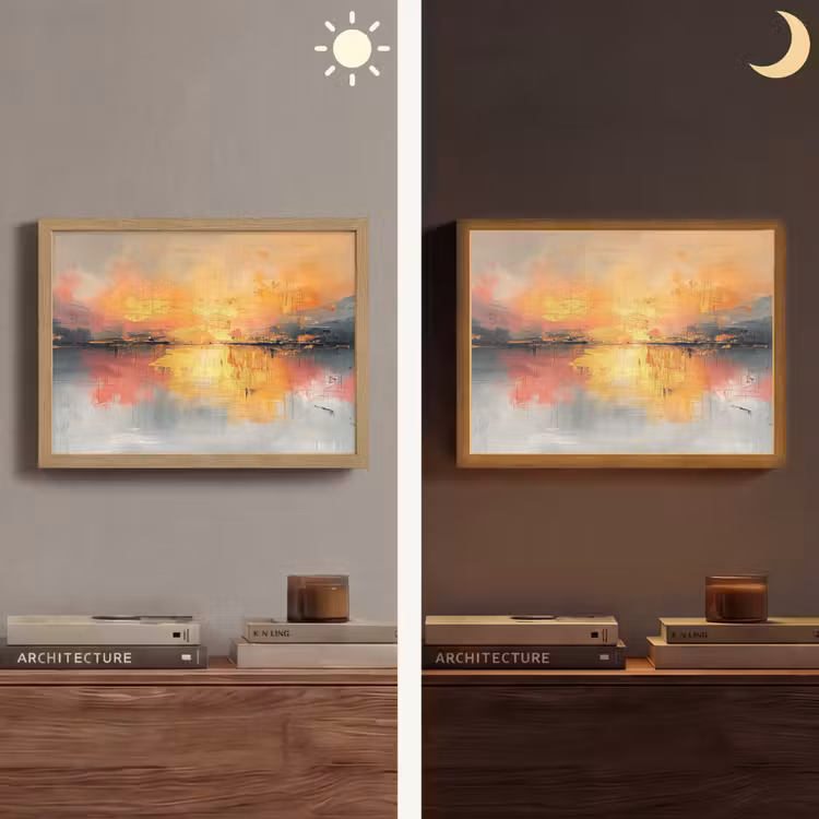 Modern - Abstract - Goud - Roze Light Box met batterij (Wandlamp) middel -sfeer3