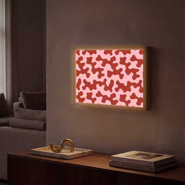Modern - Abstract - Rood Light Box met batterij (Wandlamp) middel 907 -sfeer1