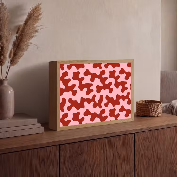Modern - Abstract - Rood Light Box met batterij (Wandlamp) middel 907 -sfeer2
