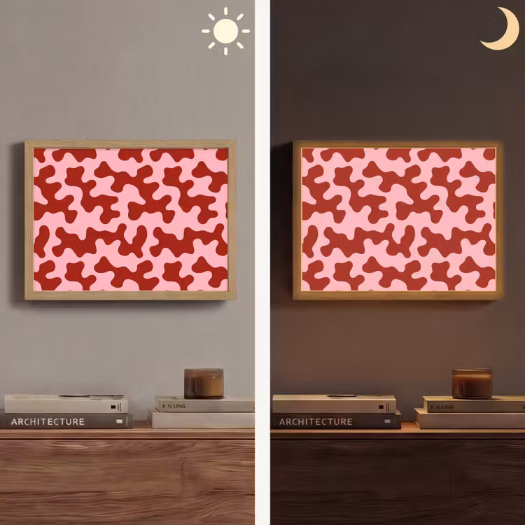 Modern - Abstract - Rood Light Box met batterij (Wandlamp) middel 907 -sfeer3