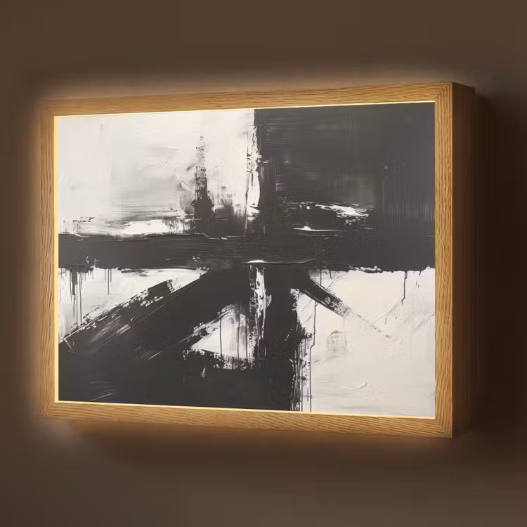 Modern - Zwart wit - Abstract - Kunst Light Box met batterij (Wandlamp) middel -z3d_website