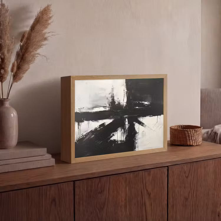 Modern - Zwart wit - Abstract - Kunst Light Box met batterij (Wandlamp) middel -sfeer2