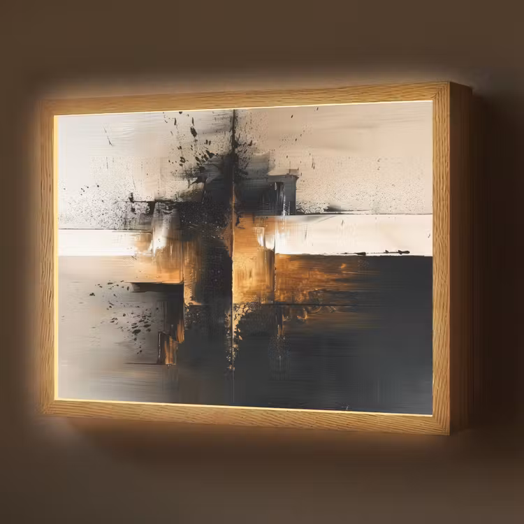 Modern - Zwart - Verf - Goud Light Box met batterij (Wandlamp) middel -z3d_website