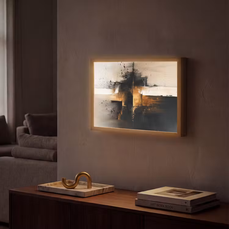 Modern - Zwart - Verf - Goud Light Box met batterij (Wandlamp) middel -sfeer1