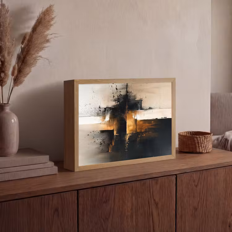 Modern - Zwart - Verf - Goud Light Box met batterij (Wandlamp) middel -sfeer2