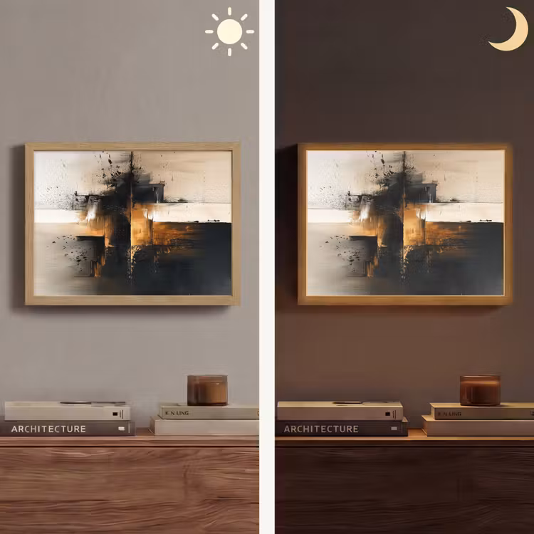 Modern - Zwart - Verf - Goud Light Box met batterij (Wandlamp) middel -sfeer3