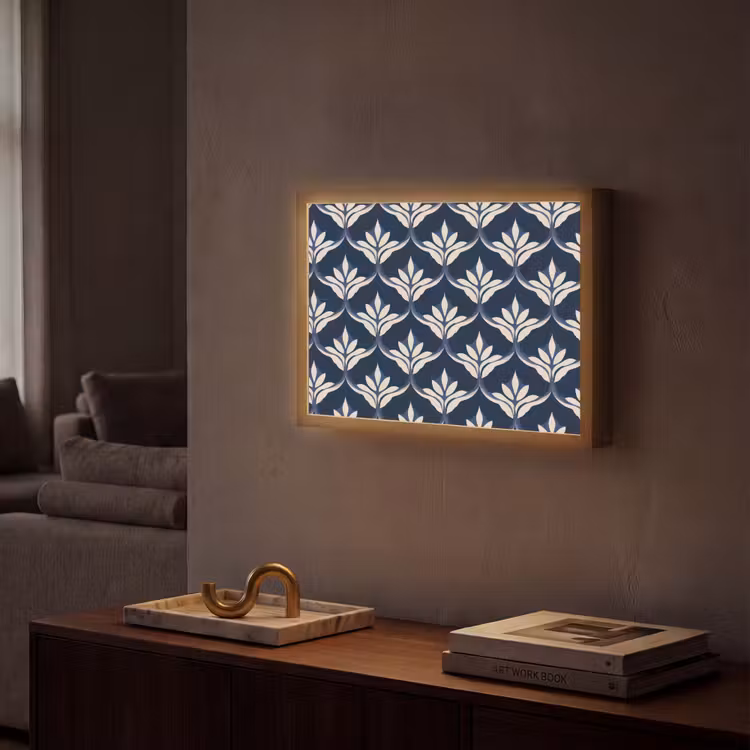 Modern - Ontwerp - Blauw Light Box met batterij (Wandlamp) middel 907 -sfeer1