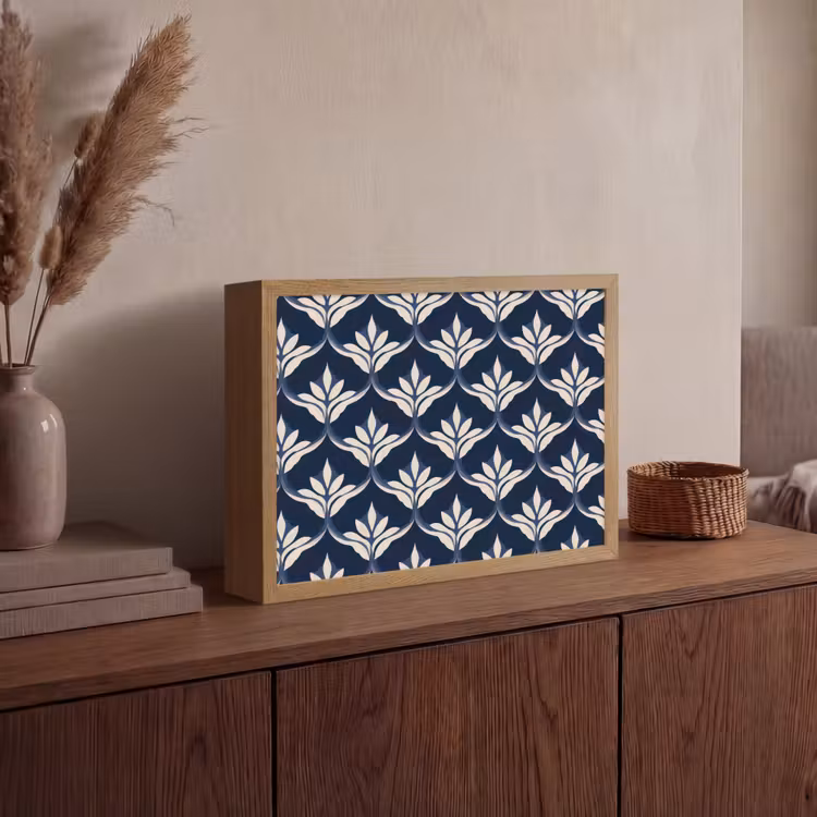 Modern - Ontwerp - Blauw Light Box met batterij (Wandlamp) middel 907 -sfeer2