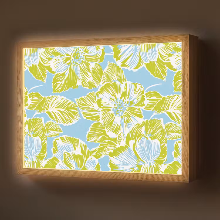 Modern - Bloemen - Groen Light Box met batterij (Wandlamp) middel 907 -z3d_website